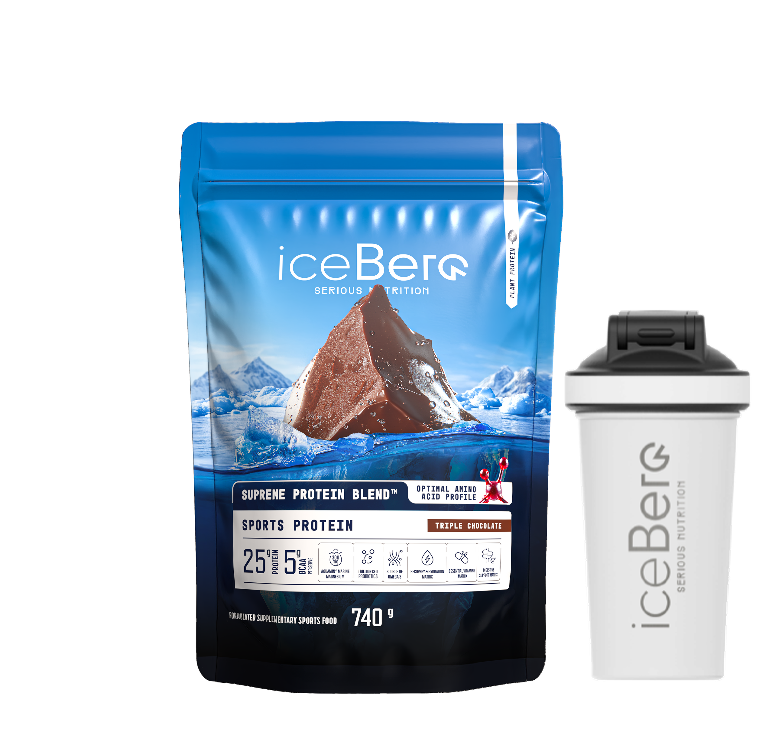 Sports Protein Pouch + Stainless Shaker