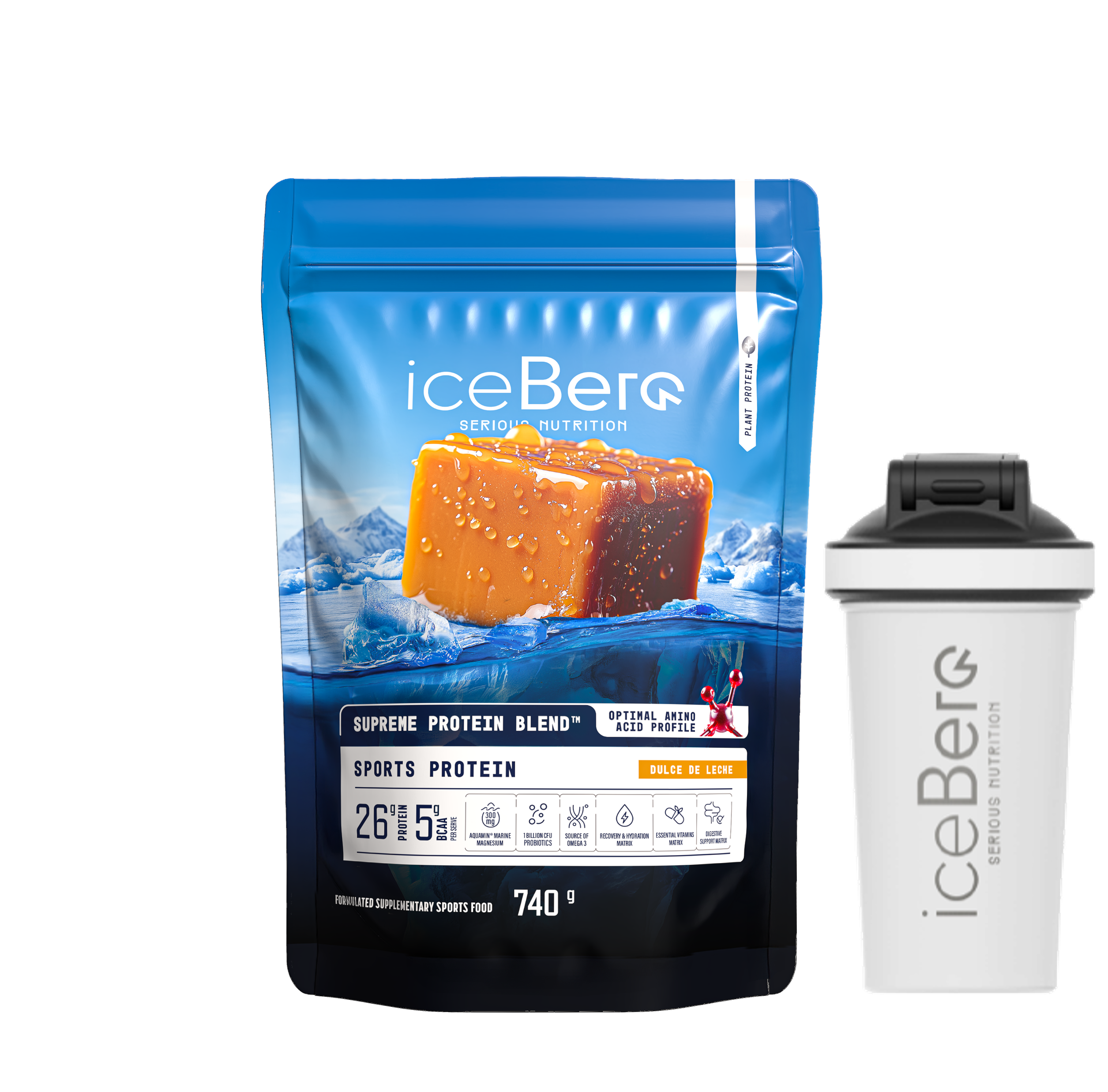 Sports Protein Pouch + Stainless Shaker