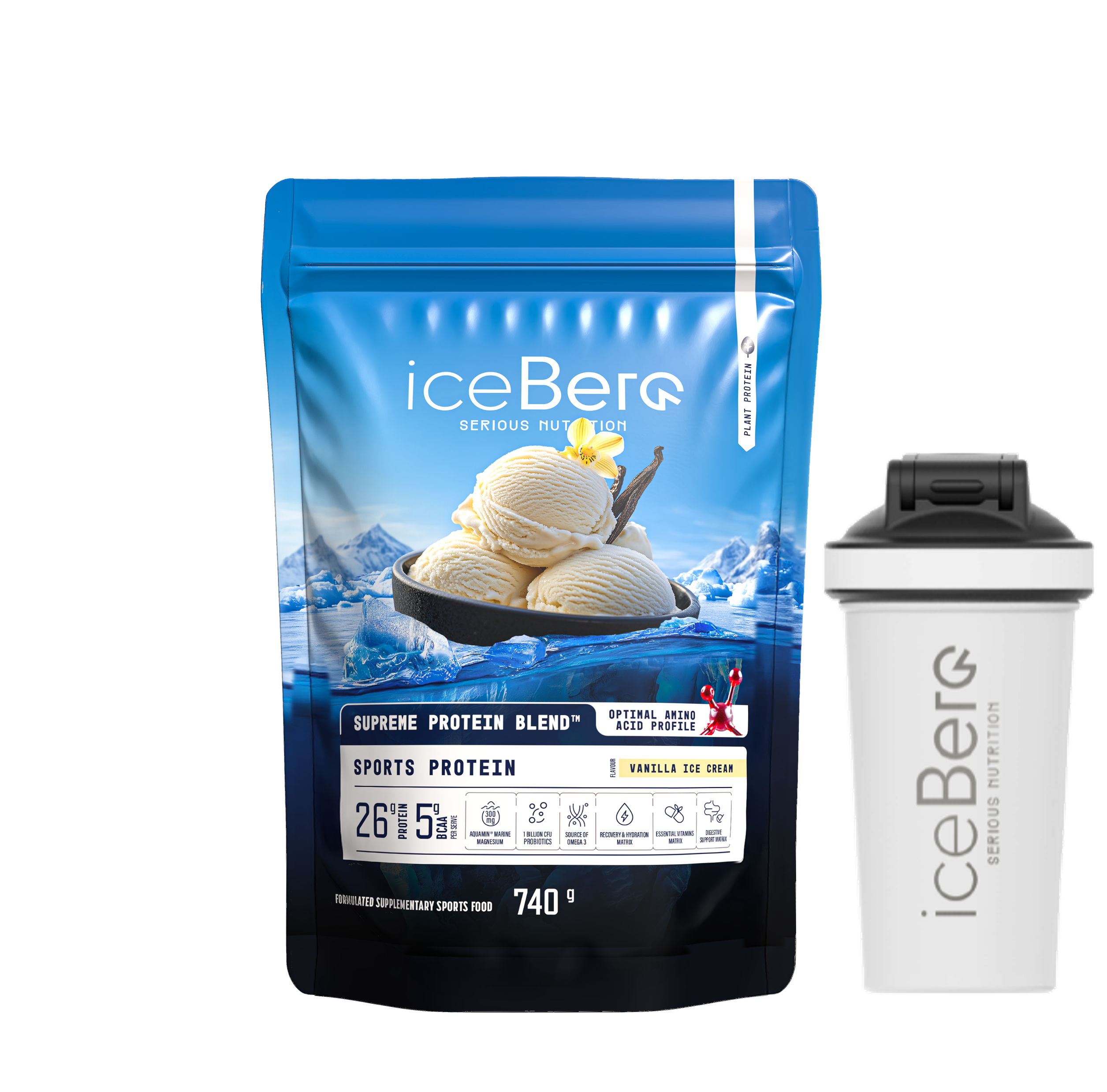 Sports Protein Pouch + Stainless Shaker