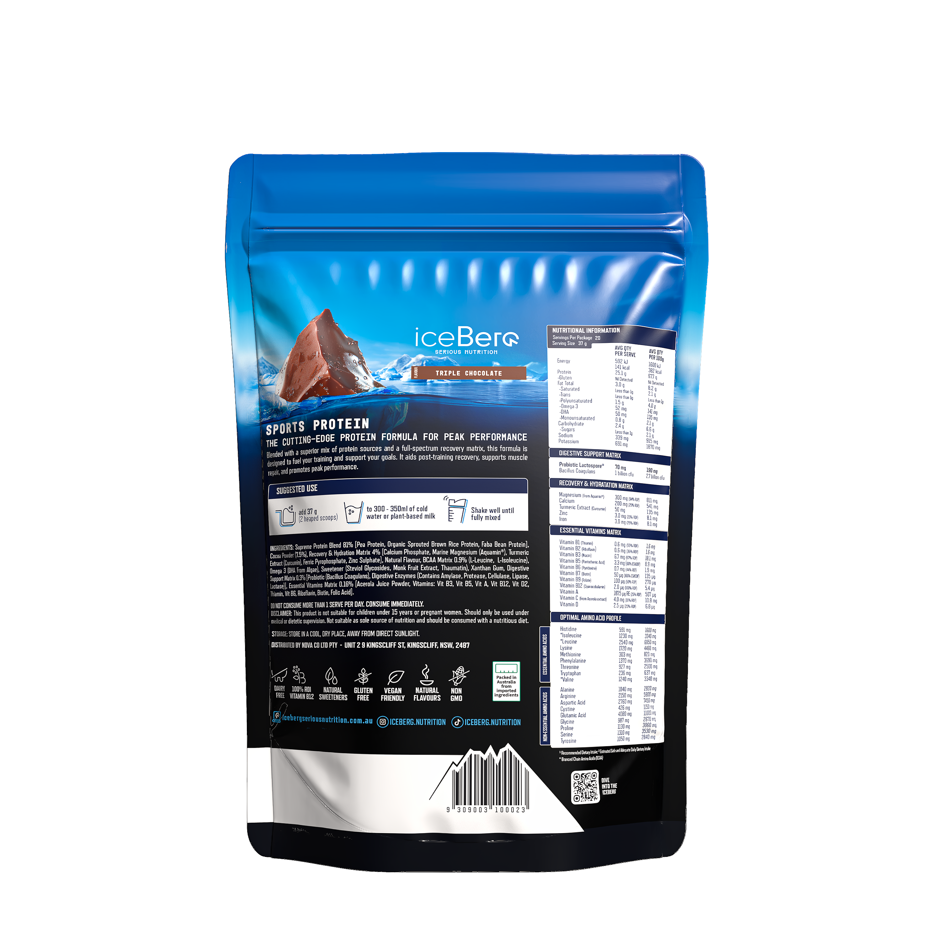 Sports Protein Pouch + Stainless Shaker